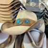Summer Hard Embroidery Western Cowboy Straw Hat Women Fashion Large Brim Straw Hat Party Outdoor Sunshade Hat Sombrero Vaquero