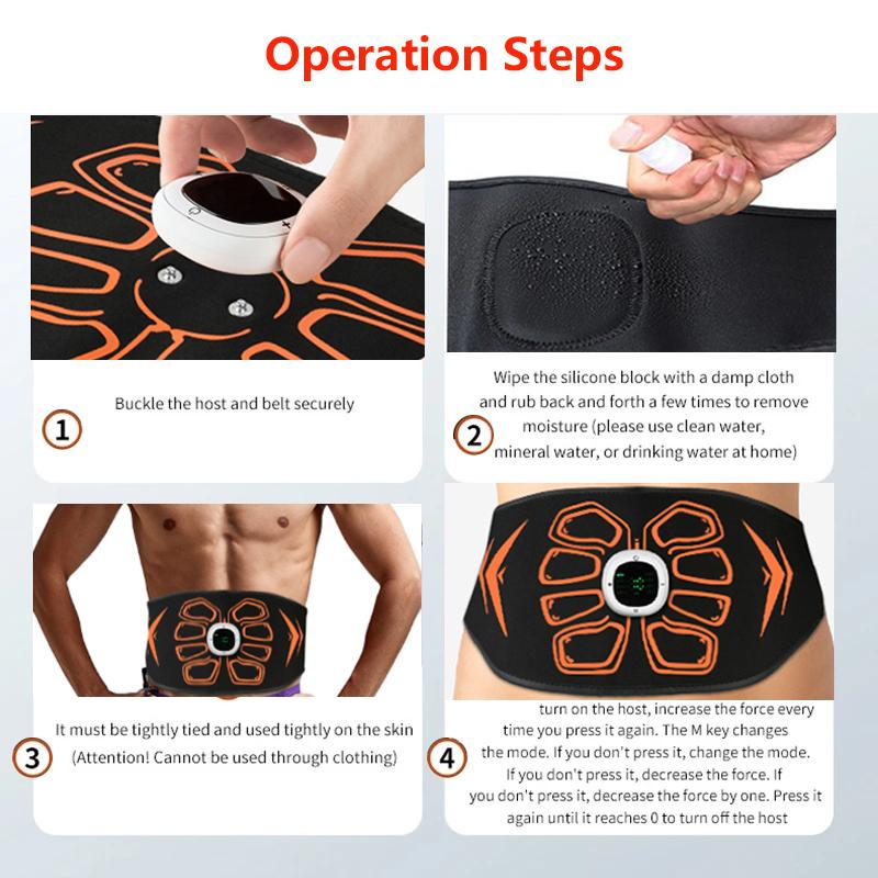 Electric EMS Muscle Stimulator Smart Muscle Toner Abdominal Toning Belt Weight Lose Slimming Massager Fitness Equipment Recharge