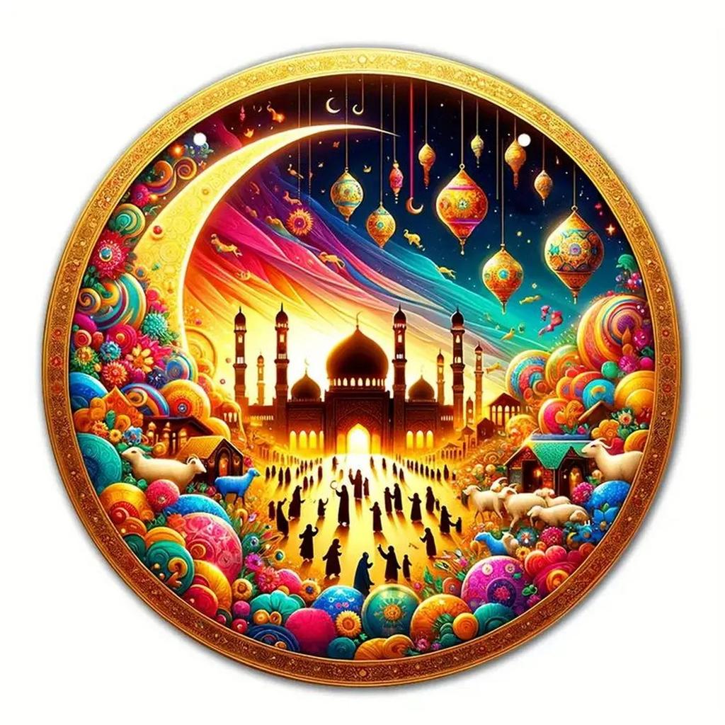 Retro Round Metal Tin Signs Sun And Moon Face Decor Pattern Nostalgic Iron Painting Novelty For Cafe Bar Man Cave Wall Decor
