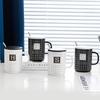 Creative Checkered Ceramic Cup with Lid Spoon for Office and Home Use Afternoon Tea Coffee Milk Mug Souvenir