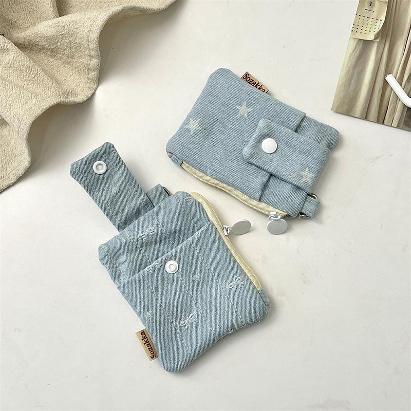 Denim Card Holder Multiple Card Slots ID Card Bank Card Protective Cover Small Coin Purse Wallet Key Organizer