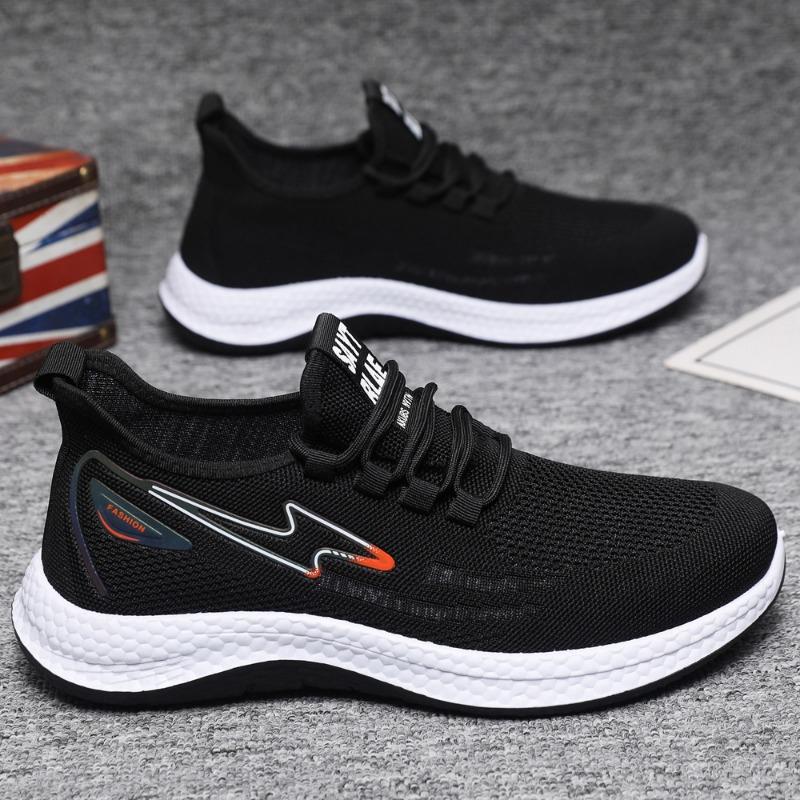 

Shoes men s spring and summer new fly-woven sports shoes casual shoes lace-up soft-soled mesh casual versatile men s shoes 39 чёрный