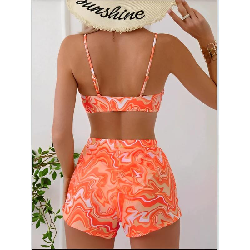 Sexy Bikini 2025 Women 3 Pieces Swimwear Female High Waist Swimsuit Orange Bathers Swimming Bathing Swim Suit Summer Beachwear