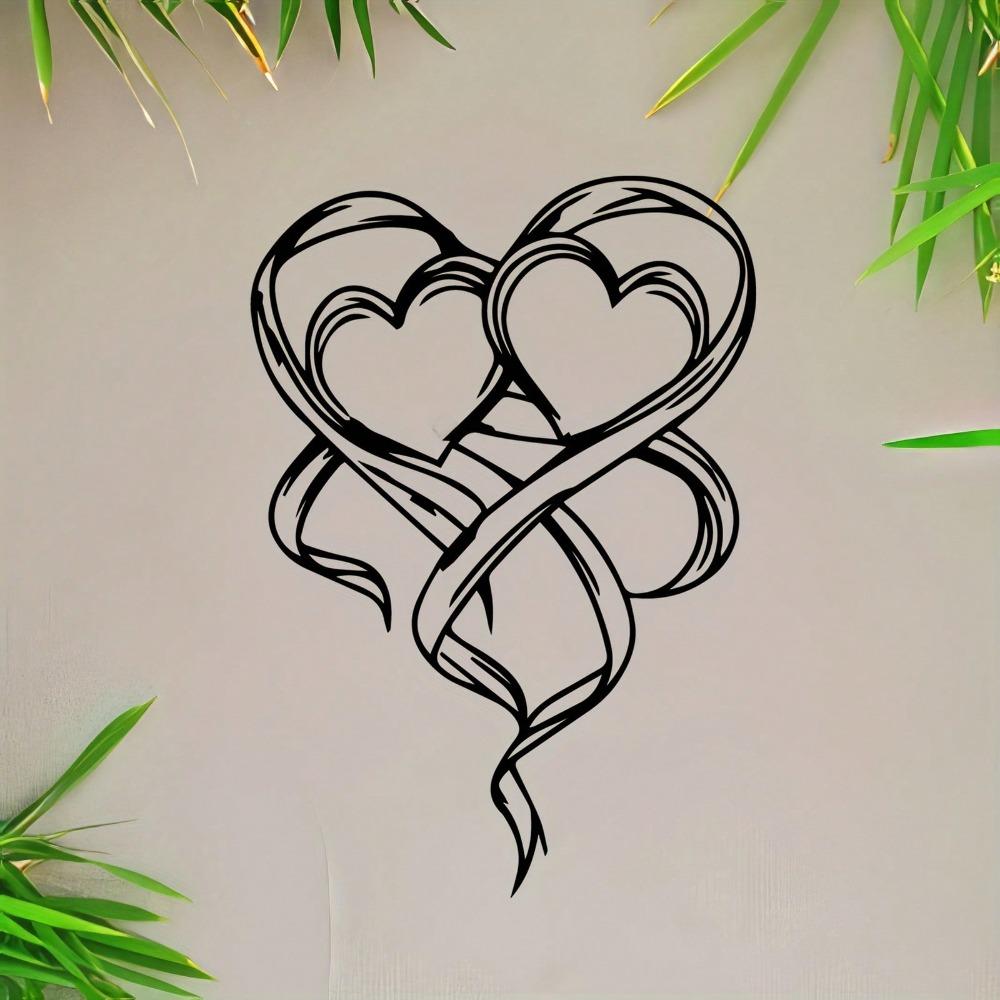 Heart Shaped Interwoven Ring Metal Wall Decor Minimalist Romantic Iron Sculpture Valentine Wedding Gift Living Room Art
