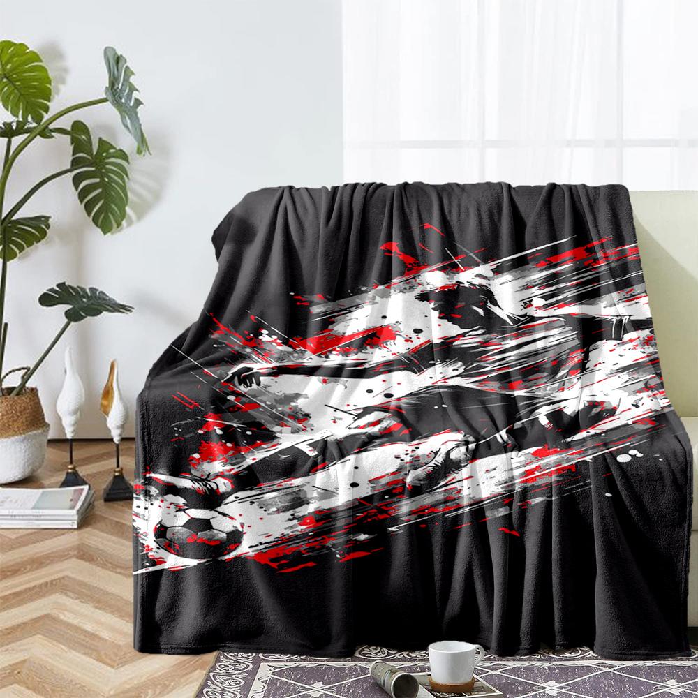Soccer Theme Printed Blanket - Perfect for Couch, Bed, Travel & Outdoor Use | Machine Washable, Cozy & Durable.