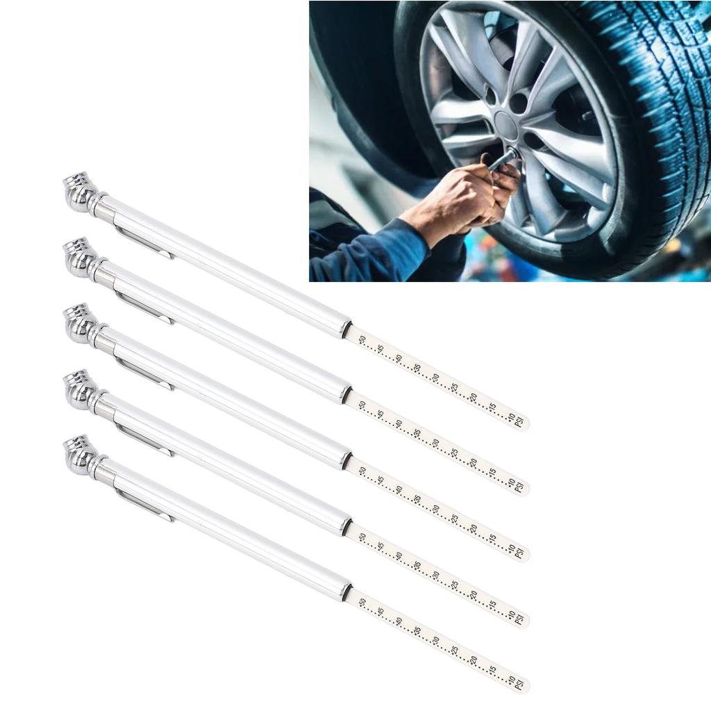 10PCS Pencil Tire Pressure Gauge 10-50PSI Range Double Sided Scale Tire Air Pressure Gauge