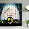 Happy Halloween Pumpkin Wizard Shower Curtains Cute Cartoon Terror Bathroom Curtain Background Wall Home Decor Screen With Hooks