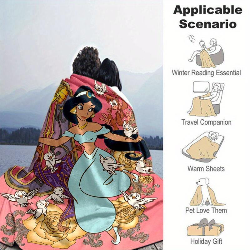 1pc Disney Princess Jasmine Throw Blanket Home Decor, Couch Cover, Outdoor, Gift for Friends, Flannel Blanket, Bedroom, Living Room, Travel