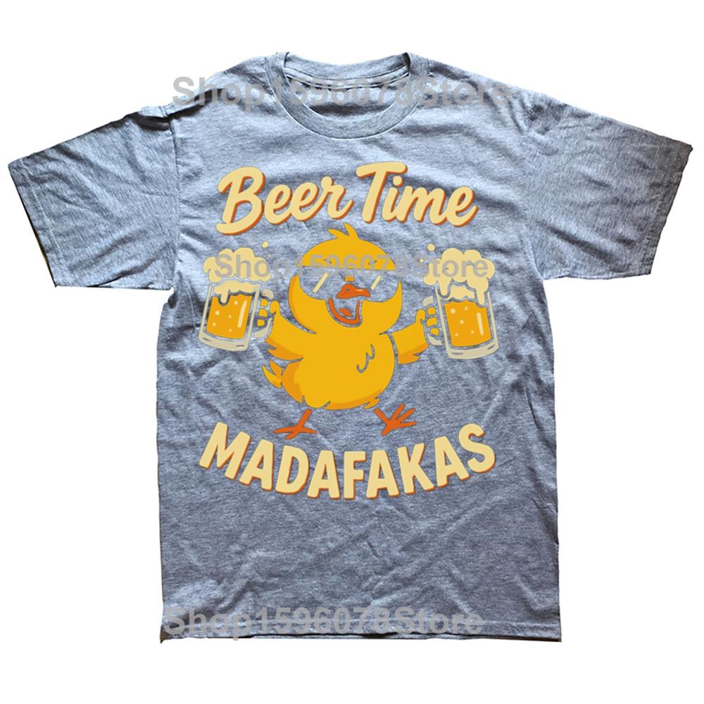 Bierzeit Madafakas T-Shirt Retro Trinkende Bierliebhaber Grafik T-Shirts EU Größe 100% Baumwolle Weich Unisex Sommer T-Shirt Tops