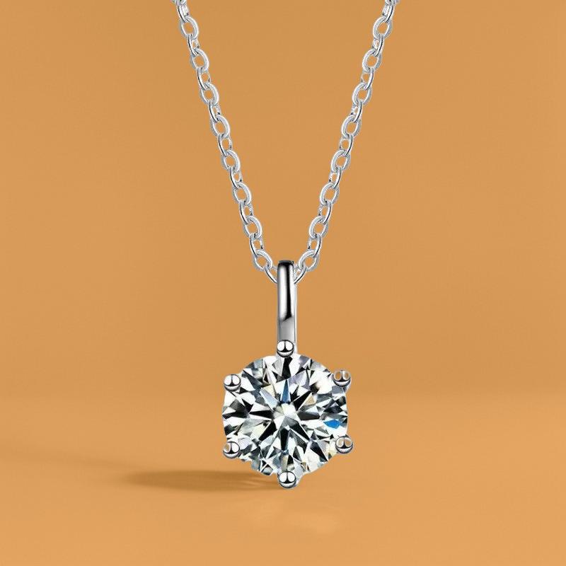 Zirconia Six-Claw Pendant Necklace: Elegant Fashion Design for Women - Perfect Gift for Girlfriend