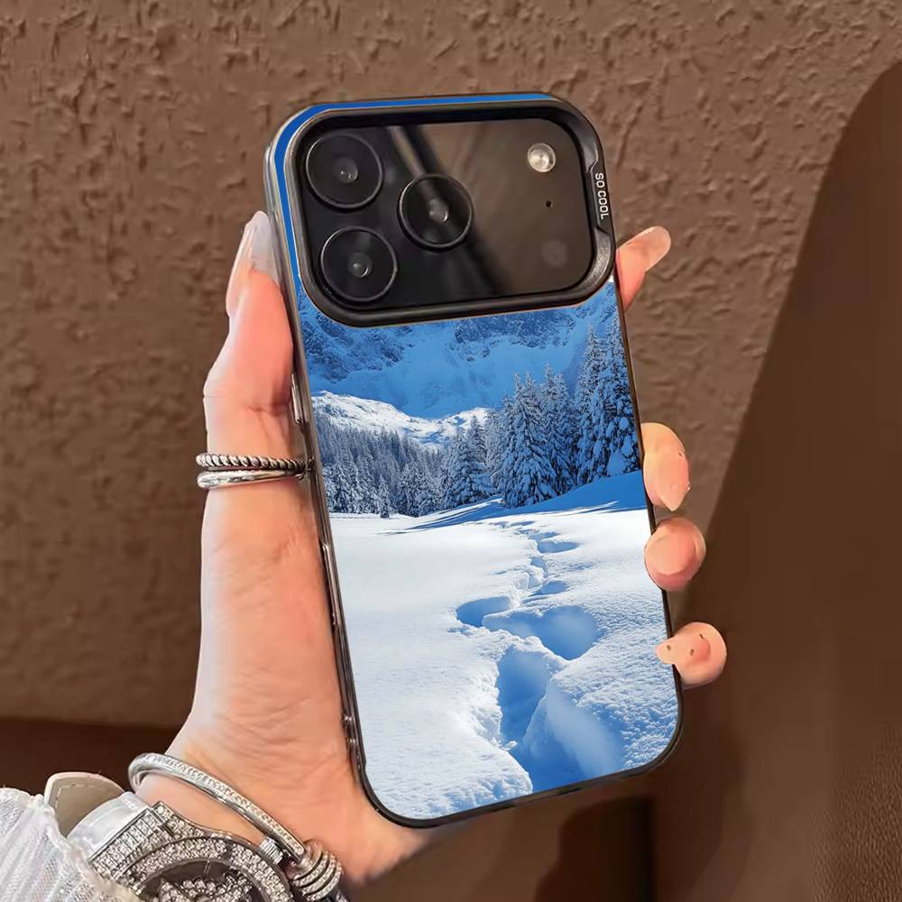 Winter Snow Mountain  Phone Case For iPhone 17,16,15,14,13,12,11,Pro Max,Plus Candy Silver Cover