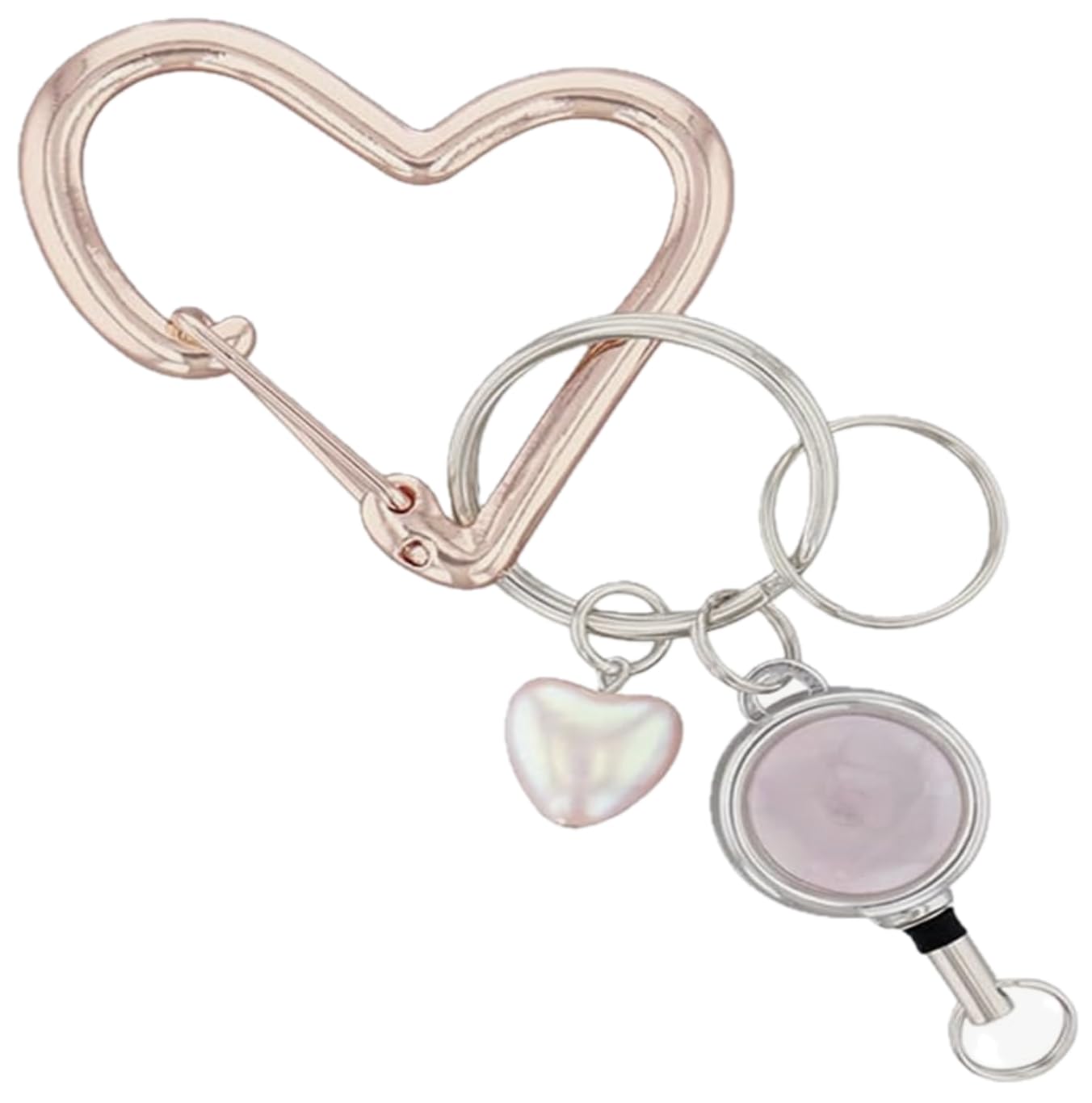 

[FLOWERING] Carabiner (with reel) Metal Heart GKH0013-PG (Pink Gold)