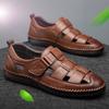 2025 Summer Shoes Men Sandals Genuine Leather Flat Non-slip Soft Cow Leather Summer Male Footwear Black Brown