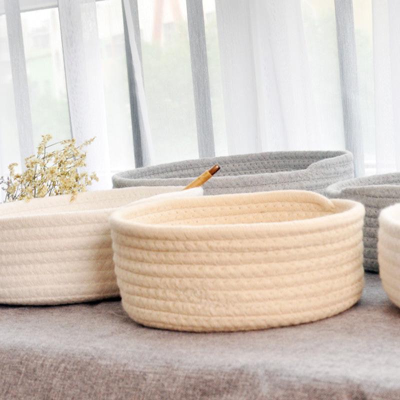 Hand Woven Basket Laundry Basket Storage Office Sundries Handmade Knitting Cotton Hamper