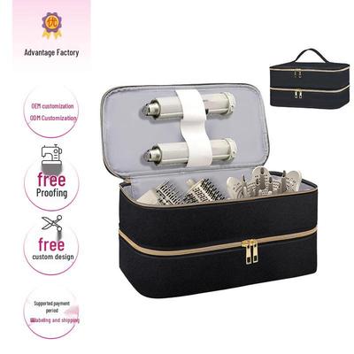 Large Waterproof PU Double-Layer Hair Dryer Storage Bag, Scratch-Resistant Beauty Tool Box for Dyson Curling Iron Accessories.