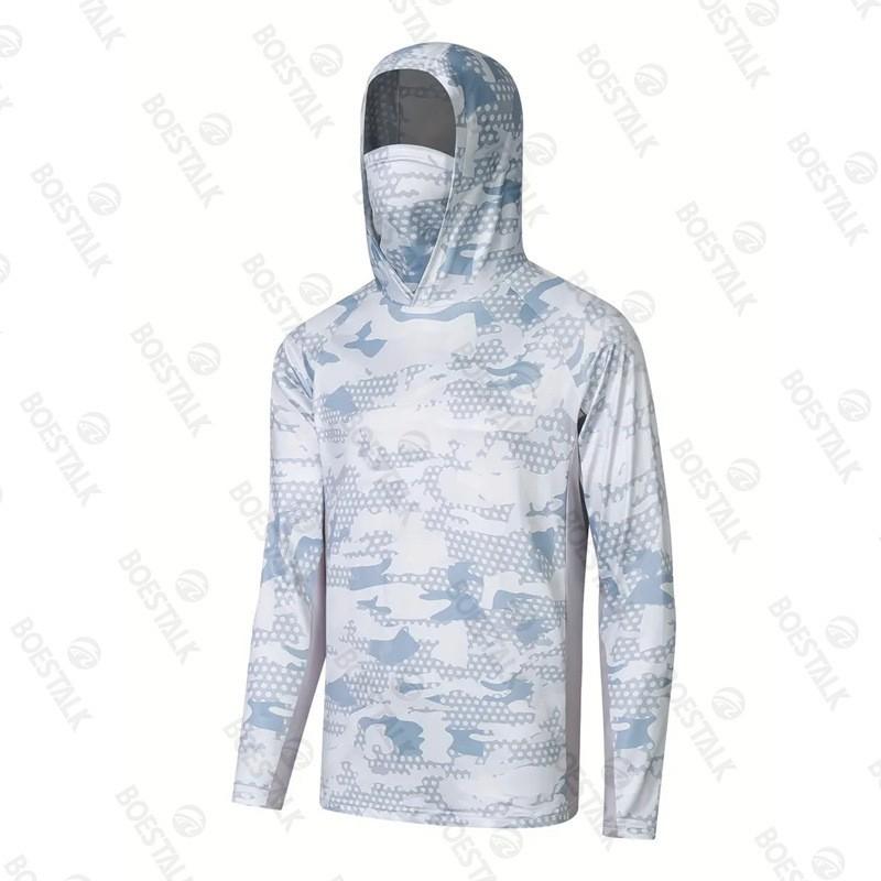 Mens Quick-Dry Fishing Hoodie With UPF 50 UV Protection Dust-Resistant Face Cover Lightweight Breathable Outdoor Sportswear