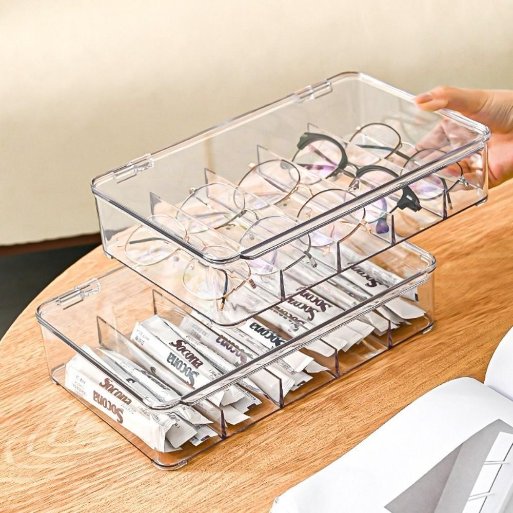 Transparent Glasses Storage Box 5 Grids Eyeglasses Container Multifunctional Sunglass Organizer