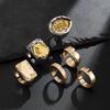 Ingemark 6Pcs/Set Hip Hop Irregular letter Open Ring for Men 2026 New Trendy Goth Adjustable Chunky Ring Grunge Jewelry Gifts