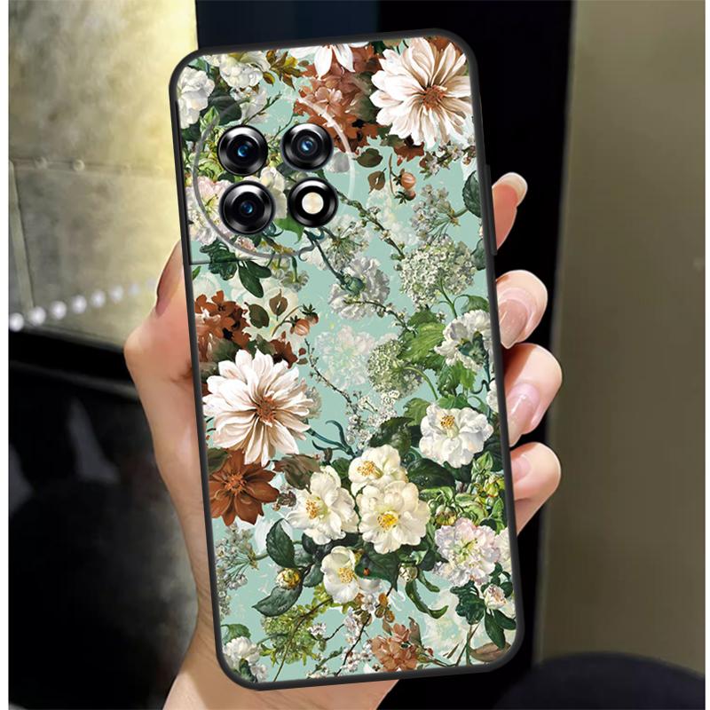 Midnight Floral Cover For OnePlus Nord 4 CE 3 2 Lite N30 N20 N10 OnePlus 13 12 11 10 Pro 10T 8T 12R 13R Case