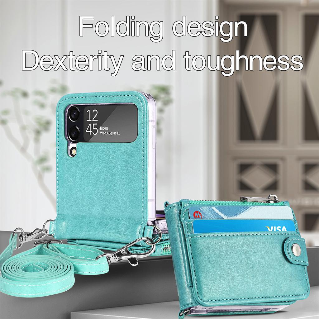 Suport Card Protecție Completă Husă Pliabilă din Piele Pentru Samsung Galaxy Z Flip 4 5g Flip4 Flip3 Flip 3 Business Husă cu Șnur