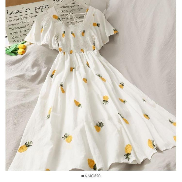 Sweet Fresh Fruit Printed Small A-line Skirt Dress