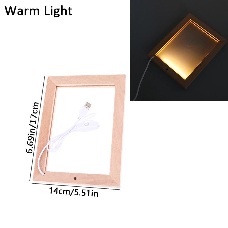 Ramă foto strălucitoare, rame de masă, suport luminos, decor simplu cu lumină 3D, lumină LED, ramă foto din lemn cu USB LED
