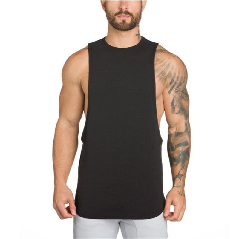 New Sports Vest Men'S Loose Summer Pure Cotton Fitness And Bodybuilding Quick Drying Sleeveless Shoulder White Base Shirt Sleeveless T-Shirt