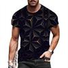 Men's 3D Printed Short Sleeved Black Gold Metal Pattern Cool Avant-garde Short Sleeved Comfortable Casual Sportswear