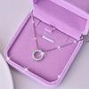 Simple Personality Stylish Bright Zircon Elegant Ring Pendant Necklace Women Ins Style Clavicle Chain Holiday Party Zircon