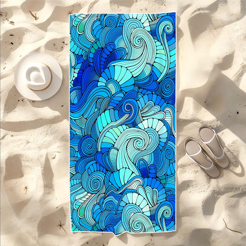 1Pc, Blue Rhapsody Beach Towel, Super Absorbent Lightweight Beach Towel - Sand-Free Quick-Dry Towel, Soft Microfiber