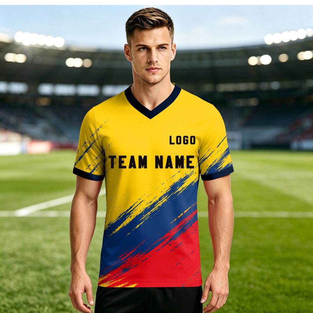 Retro Style International Soccer Fan Jersey Unisex Short Sleeve V Neck Team Shirt Personalized Number and Name Customizable Football Tee