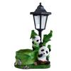 Outdoor Solar Powered Panda Family Statue Resin Garden Decor Yard Patio Lawn Ornament