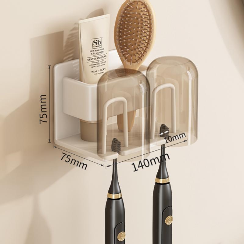 Wall Mounted Toothbrush Holder Aluminium Alloy Toothpaste Rack Without Drilling Space Saving Bathroom Household Shelf Accessorie