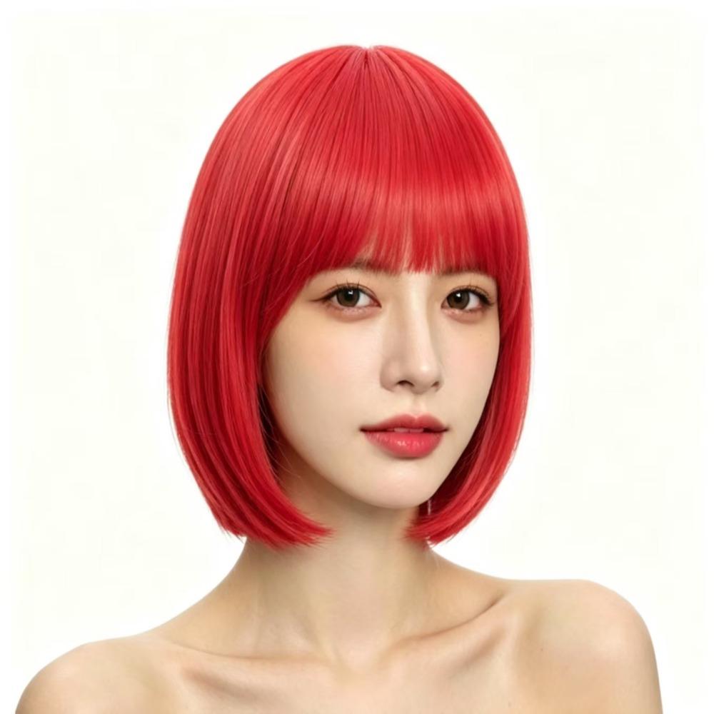 Bunte Lebendige Bob-Perücke Cosplay Kurzes Gerades Bob-Haar für Abschlussfeierlichkeiten