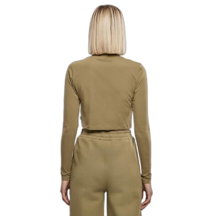 T-shirt À Manches Longues - Urban Classics - Femme - Col Roulé - Vert Olive - Ajusté