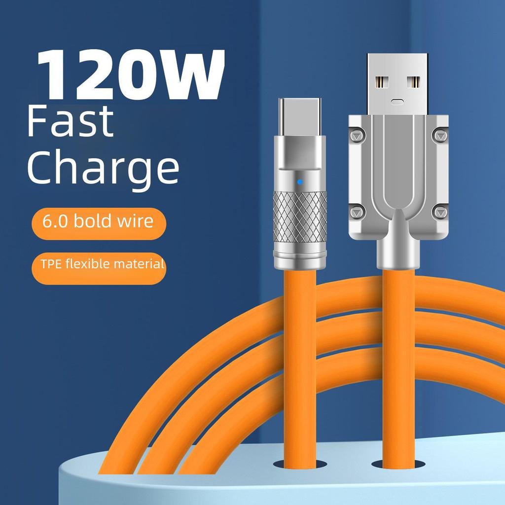Original Zinc Alloy 120W Super Fast Charging Type-C Cable for Apple, Huawei, and Android Devices.