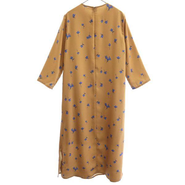 Mila Owen Floral Long Sleeve Long Dress F Brown X Blue Women Used