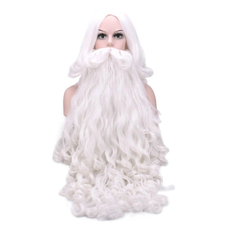 Carnival Santa Claus Wig Beard Fancy Dress Cosplay Decoration White Party Costume