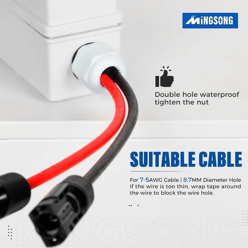 Solar Panels Disconnect Switch 63Amp DC Solar Shut Off Switch 400V 2 Poles Outdoor AC Small Miniature Circuit Breaker Box, IP65 Waterproof UV-Proof