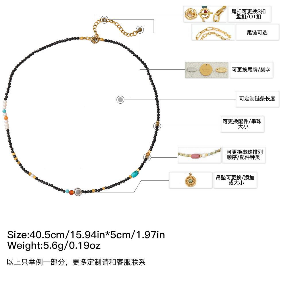 GEMCHIC Women s New Chinese Style Retro Black Spinel Beaded Necklace with Baroque Freshwater Pearl