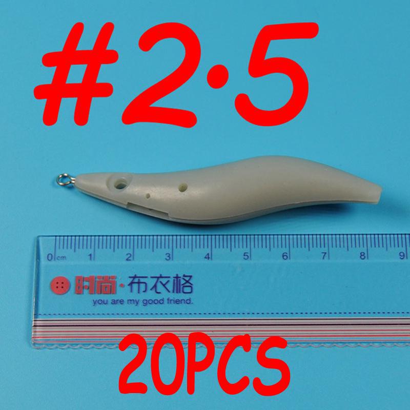 

20 шт., заготовки для джиг-кальмаров, приманка для кальмаров, креветки, сделай сам, тело, белое светится в темноте, флуоресцентное 3,5 # 3,0 # 2,5 # #2.5