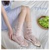 Women's Summer Ultra Thin Hollow Transparent Bow Net Yarn In The Tube Pile Socks