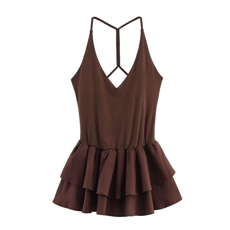 Kaslead New Arrival Women's Clothing Fashion Style Fashion Minimalist Slim-Fitting Patchwork Hanging Collar Dress 4174376