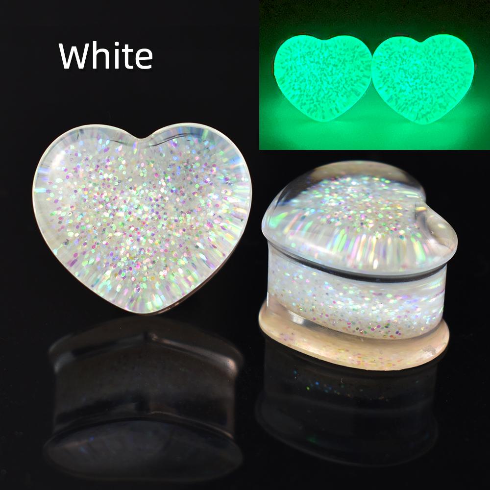 

Светящиеся в темноте 2 шт. 6-50 мм милые затычки для ушей в форме сердца, туннели, датчики, расширитель для ушей, украшения для тела для женщин и мужчин 6mm белый