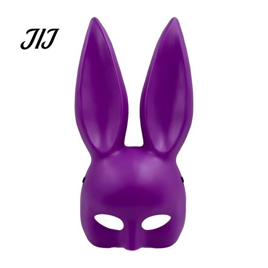 Soft Material Rabbit Mask Halloween Bunny Half Face Mask, Costume Prop with Long Realistic Animal Ears, Plastic Cosplay for Adults, Masquerade