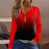 Women's T Shirt Print Button Long Sleeve Daily Weekend Fashion Basic V- Neck Regular Top