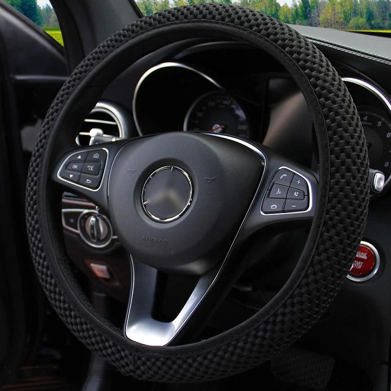 Car Universal Steering Wheel Cover Anti Slip Round/D Shape All Seasons Breathable 38mm Automobile Steering Wheel Cover Men Women