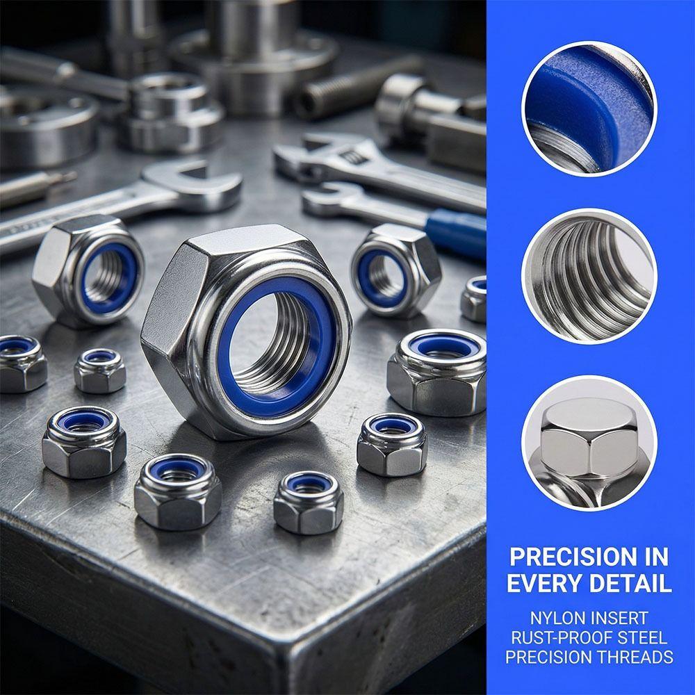High Strength Nylon Locknuts Corrosion Resistant Full-Thread Anti-Lock Nuts  Electrical Maintenance