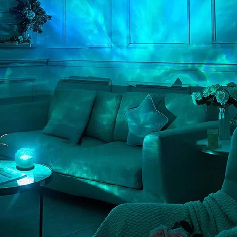 Atmosphere Light Round Shape Night Light Rechargeable Projector Lamp ABS Texture Suitable for Bedroom Decorating