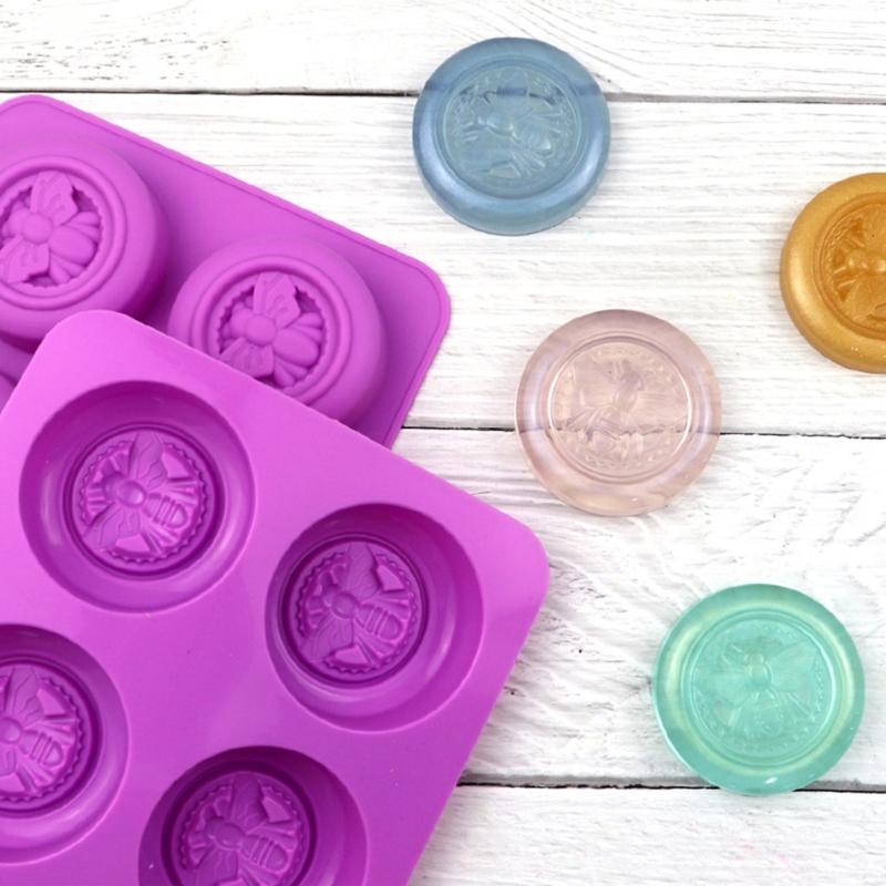 6-Piece Round Bee Silicone Mold Wax Melt Polymer Aromatherapy Making Handmade Cupcake Mould Decorating Supplies